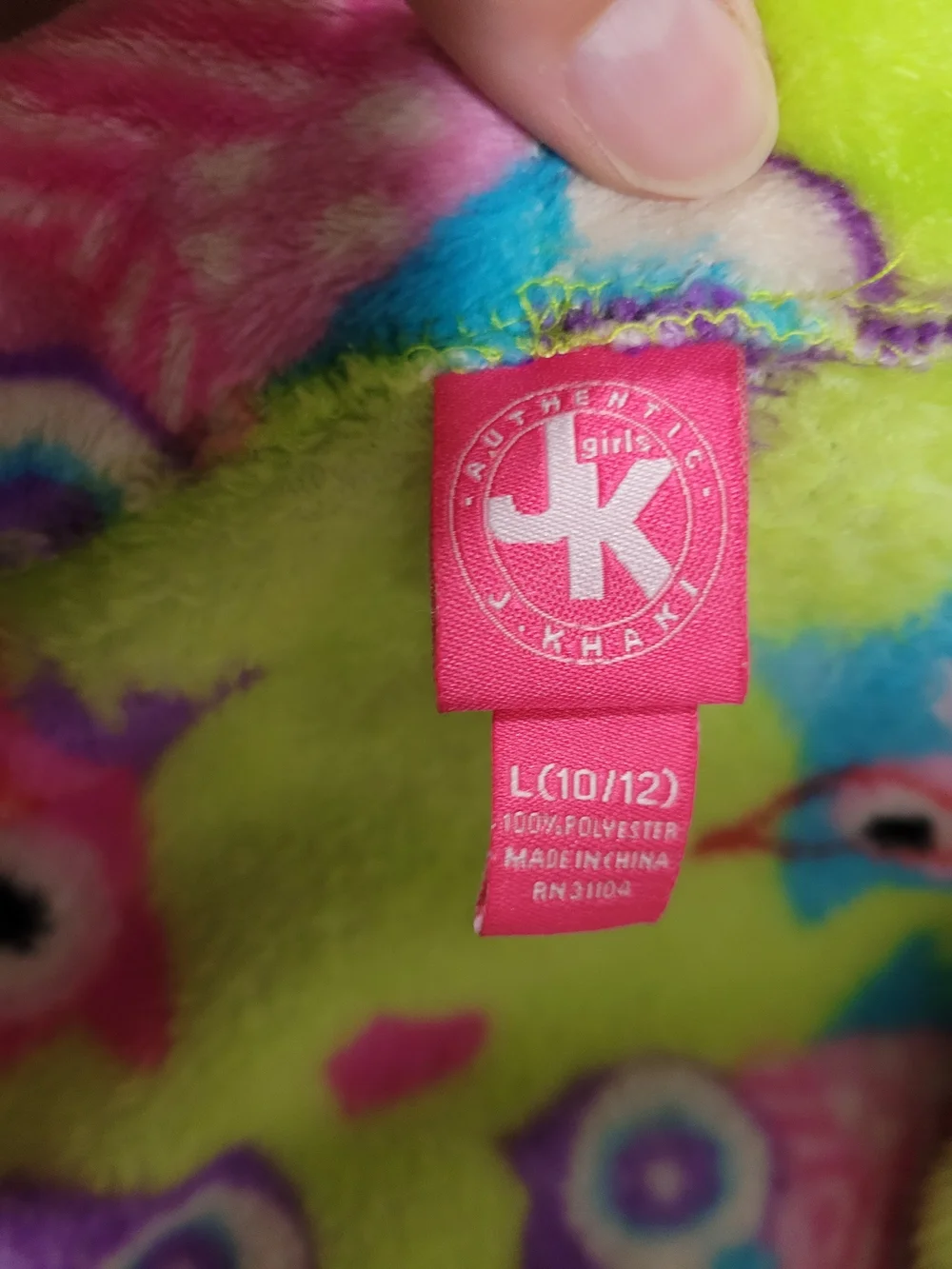 J. Khaki Lime Green Owl Plush Kids Robe with Multicolor Owls